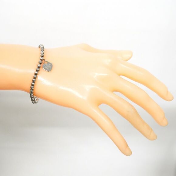 Tiffany & Co Bracelet Return To Heart Ball Chain Silver 925 Women's - Picture 8 of 9